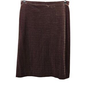 Act III Crushed Velvet Brown Vintage Pull On Midi Skirt